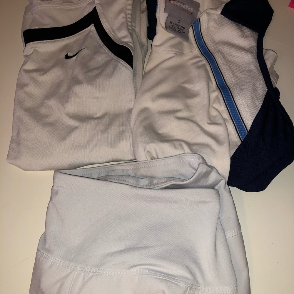 Women’s White Tennis set (2 tank tops & 1 skirt)